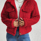 Fuzzy Button Up Collared Neck Jacket