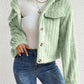 Fuzzy Button Up Collared Neck Jacket