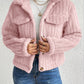 Fuzzy Button Up Collared Neck Jacket