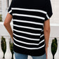 Devine Striped Mock Neck Short Sleeve Sweater