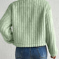Fuzzy Button Up Collared Neck Jacket