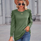 Heathered Puff Sleeve Round Neck Tunic Top