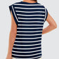 Striped Round Neck Cap Sleeve T-Shirt