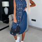 Stacked Cap Sleeve Denim Dress