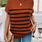 Devine Striped Mock Neck Short Sleeve Sweater