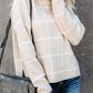 Angel Wings Plaid Turtleneck Drop Shoulder Sweater