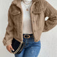 Fuzzy Button Up Collared Neck Jacket