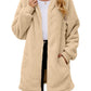 Fuzzy Pocketed Zip Up Long Sleeve Hooded Jacket