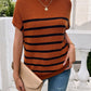 Devine Striped Mock Neck Short Sleeve Sweater