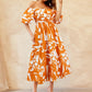 Printed Off-Shoulder Balloon Sleeve Dress