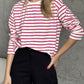 Round Neck Striped Dropped Shoulder T-Shirt