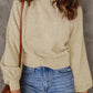 Ribbed Trim Balloon Sleeve Sweater