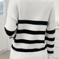 Devine Striped Collared Neck Long Sleeve Sweater