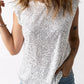 Sequin Round Neck Capped Sleeve Tank