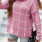 Angel Wings Plaid Turtleneck Drop Shoulder Sweater