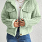 Fuzzy Button Up Collared Neck Jacket