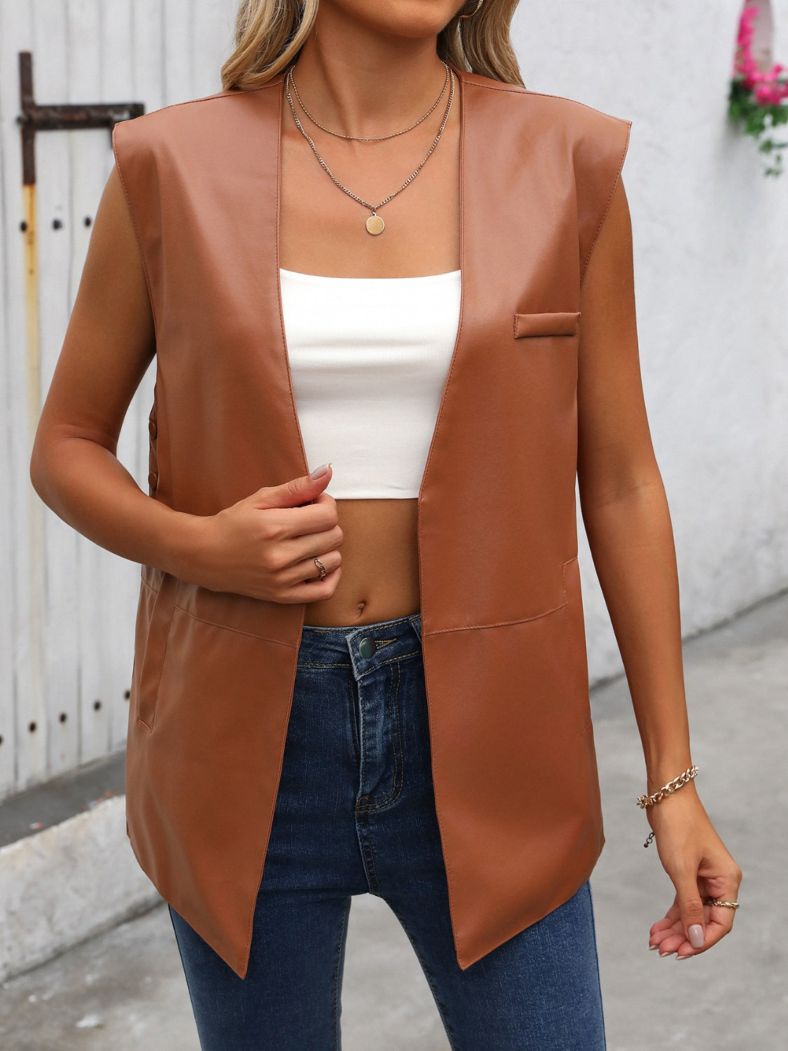 Side Slit Open Front Vest