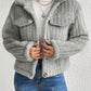 Fuzzy Button Up Collared Neck Jacket