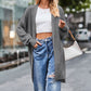 Open Front Dropped Shoulder Longline Cardigan