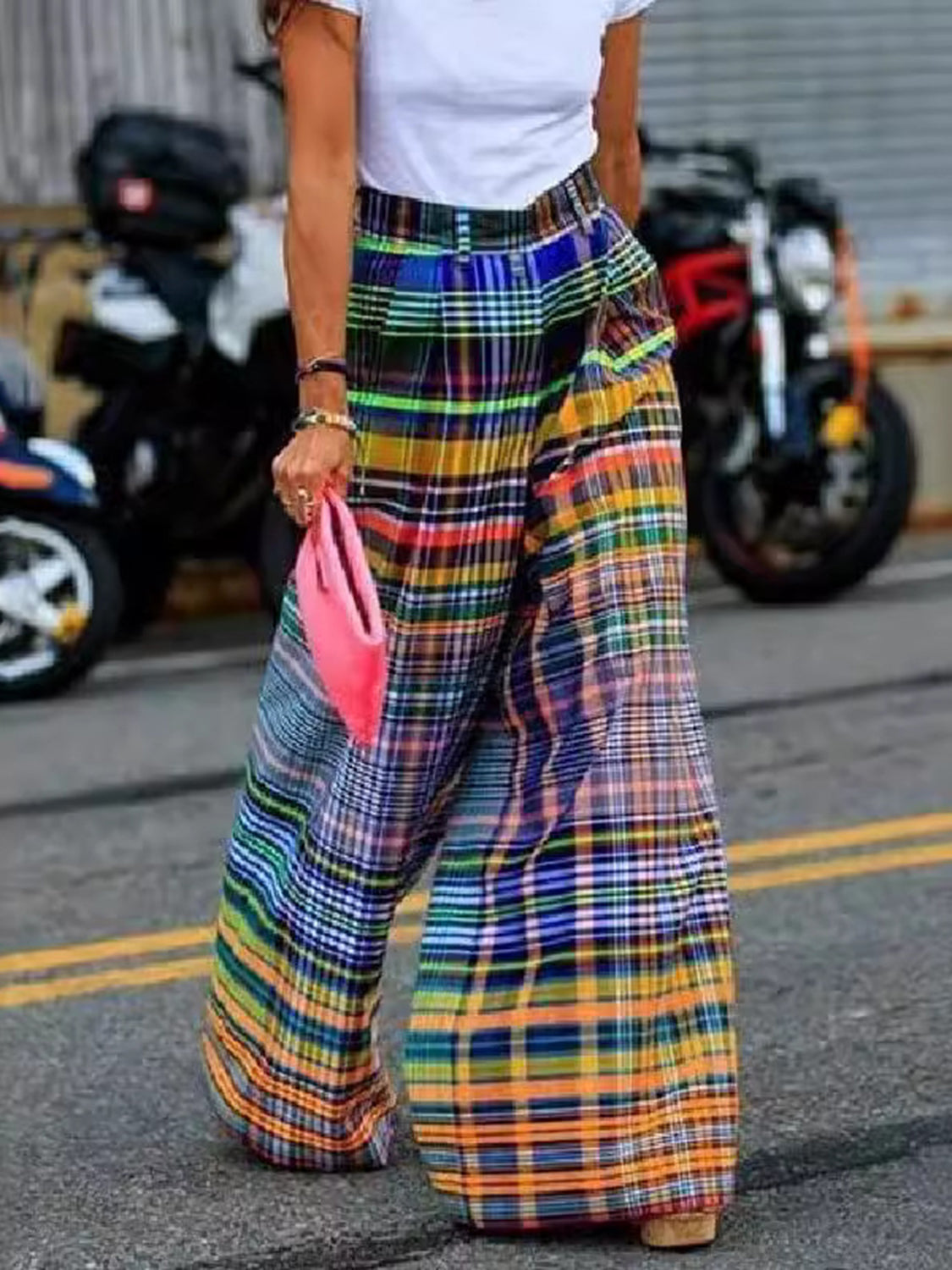 Gayle Plaid Wide Leg Pants