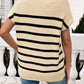 Devine Striped Mock Neck Short Sleeve Sweater