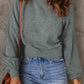 Ribbed Trim Balloon Sleeve Sweater