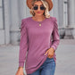 Heathered Puff Sleeve Round Neck Tunic Top