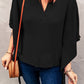 High-Low Notched Half Sleeve Blouse