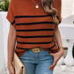 Devine Striped Mock Neck Short Sleeve Sweater