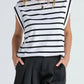 Striped Round Neck Cap Sleeve T-Shirt