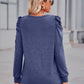 Heathered Puff Sleeve Round Neck Tunic Top