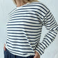 Round Neck Striped Dropped Shoulder T-Shirt