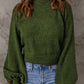 Ribbed Trim Balloon Sleeve Sweater