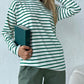 Round Neck Striped Dropped Shoulder T-Shirt