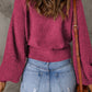 Ribbed Trim Balloon Sleeve Sweater