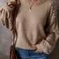 Pearl Detail Round Neck Long Sleeve Sweater