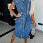 Stacked Cap Sleeve Denim Dress