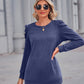 Heathered Puff Sleeve Round Neck Tunic Top