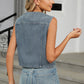 V-Neck Button Down Denim Vest