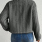 Fuzzy Button Up Collared Neck Jacket
