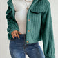 Fuzzy Button Up Collared Neck Jacket