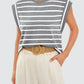 Striped Round Neck Cap Sleeve T-Shirt