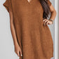 Notched Cap Sleeve Mini Sweater Dress