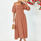 Off-Shoulder Balloon Sleeve Midi Dress