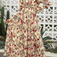 Floral Frill Trim Flounce Sleeve Plunge Maxi Dress