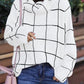 Angel Wings Plaid Turtleneck Drop Shoulder Sweater