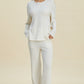 Double Take Full Size Cable-Knit Long Sleeve Top and Pants Set