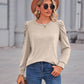 Heathered Puff Sleeve Round Neck Tunic Top