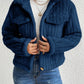Fuzzy Button Up Collared Neck Jacket
