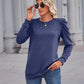 Heathered Puff Sleeve Round Neck Tunic Top